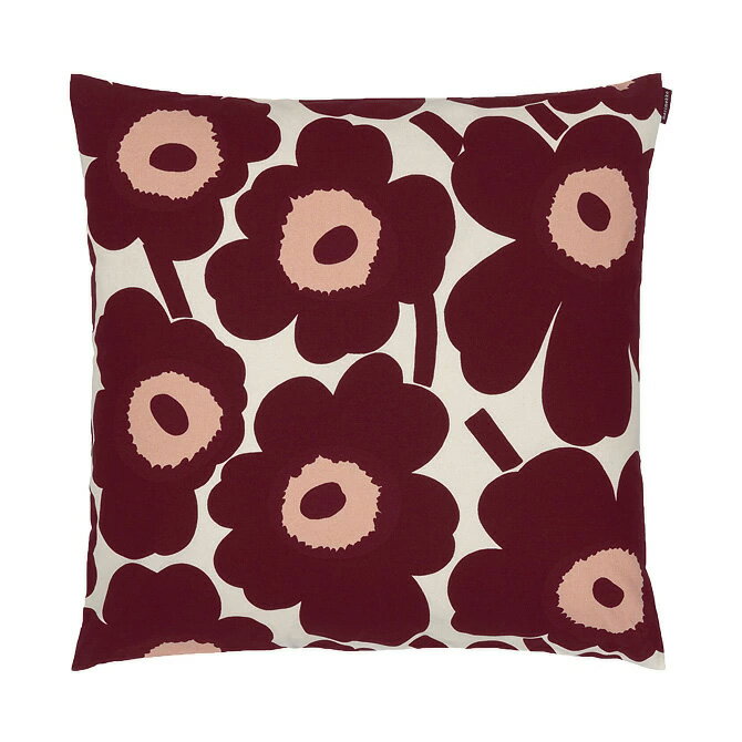 マリメッコ marimekko ピエニウニッコ クッションカバー 50x50cm （バーガンディ×コットン×ピンク） 071126 832 Pieni Unikko cushion cover 花柄 ファブリック インテリア 北欧 雑貨 ウニッコ おしゃれ かわいい ギフト プレゼント 【送料無料（一部地域を除く）】