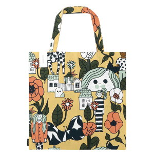 マリメッコ marimekko マリキュラ ファブリックバッグ 44x43cm （ホワイト×オレンジ） 071166 860 Marikyla cotten tote bag コットントートバッグ サブバッグ アニマル 2021AW 2021秋冬