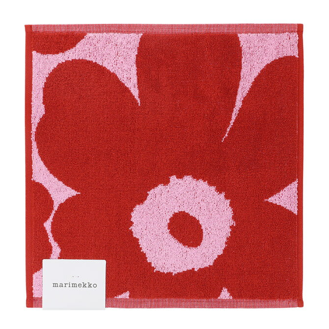 マリメッコ ハンドタオル マリメッコ marimekko コットン ウニッコ ミニタオル 30x30cm （ピンク×レッド） Unikko mini towel 071203 331 ハンドタオル ハンカチ 花柄 フラワー 赤 おしゃれ かわいい 北欧 プレゼント 雑貨 ギフト対応 【メール便なら送料無料】