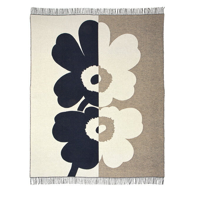 マリメッコ marimekko スーラウニッコ ブランケット （ダークブルー×オフホワイト） Suur Unikko blanket 130x170cm 071206 890 大判 フリンジ 花柄 フラワー ひざ掛け 白 紺 ネイビー 2021AW 2021秋冬