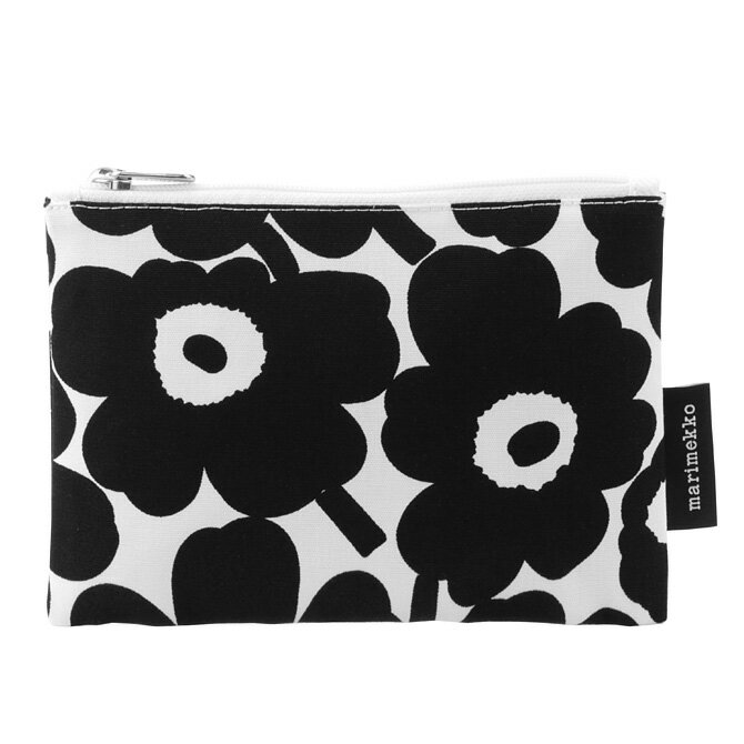 マリメッコ ポーチ マリメッコ marimekko ミニウニッコ コスメポーチ 21x14cm （ブラック×ホワイト）071296 190 MINI UNIKKO KAIKA 化粧ポーチ メイクポーチ ポーチ 小物入れ 花柄 フラワー 白 黒 マチなし レディース かわいい おしゃれ 北欧 プレゼント ギフト対応 【メール便なら送料無料】