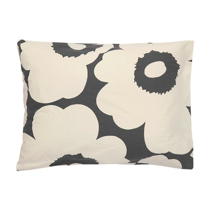 マリメッコ marimekko ウニッコ ピローケース 50x60cm （チャコール×オフホワイト） 072732 910 Unikko Pillow Case 枕カバー 花柄 フラワー インテリア 北欧 プレゼント 寝具 雑貨 おしゃれ かわいい ギフト対応 【送料無料（一部地域除く）】