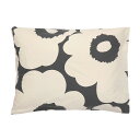 マリメッコ marimekko ウニッコ ピローケース 50x60cm （チャコール×オフホワイト） 072732 910 Unikko pillow case 枕カバー 花柄 フラワー インテリア 北欧 寝具 雑貨 おしゃれ かわいい ギフト プレゼント 【送料無料（一部地域を除く）】