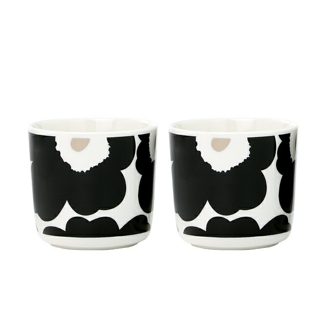 楽天セレクトショップ AER （アエル）マリメッコ marimekko ウニッコ コーヒーカップセット（ハンドルなし） 200ml （コール×シルバー×ホワイト） 072780 199 Unikko Coffee Cup 2dl 食器 コップ キッチン雑貨 ペンスタンド 花柄 陶器 北欧 ボックス付き ペア ギフト対応 【送料無料（一部地域を除く）】