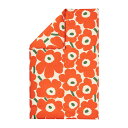 マリメッコ marimekko ウニッコ柄 掛け布団カバー （グリーン×オフホワイト×オレンジ）シングルサイズ ベッドリネン 150x210 073160 126 Unikko Duvet Cover 花柄 フラワー 布団カバー インテリア 北欧 プレゼント 雑貨 寝具 おしゃれ ギフト対応 【送料無料】