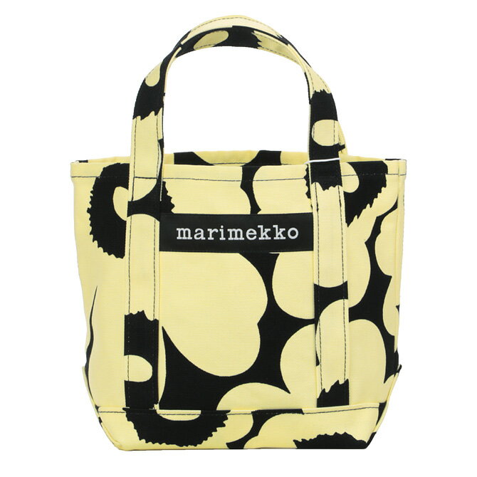 マリメッコ marimekko ピエニウニッコ トートバッグ （ブラック×ライトイエロー） 090572 920 Seidi Pieni Unikko bag 花柄 フラワー 黄色 2022SS 2022春夏