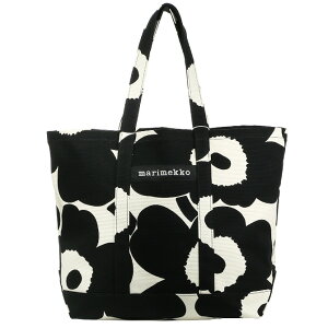 マリメッコ marimekko ウニッコ トートバッグ （ブラック×オフホワイト） 091651 192 Peruskassi Unikko Tote Bag 花柄 フラワー 黒 白 大きめ 旅行 ショルダーバッグ バッグ カバン レディース かわいい おしゃれ 北欧 プレゼント ギフト対応 【送料無料】