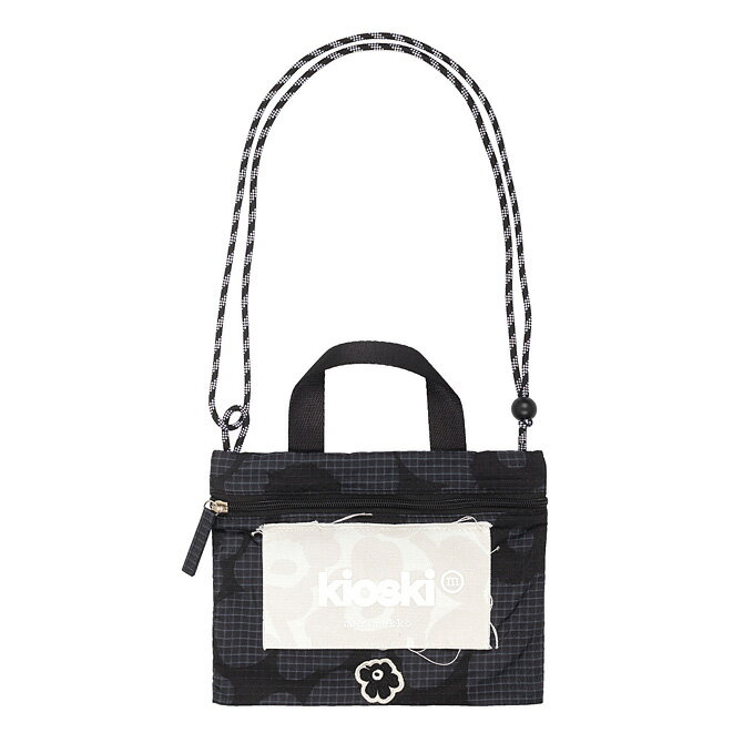 マリメッコ marimekko ファニー クロス ポケット ウニッコ ショルダーバッグ （ベージュ×ブラック） Funny Cross Pocket Unikko Shoulder Bag 091661 118 花柄 フラワー 黒 白 おしゃれ 北欧 プレゼント ポシェット バッグ かばん ギフト対応 【送料無料(一部地域を除く)】