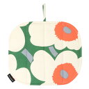 マリメッコ marimekko ピエニウニッコ ポットホルダー （コットン×グリーン×オレンジ） 073127 612 Pieni Unikko Oven Mitten & Pot Holder 鍋敷き 鍋つかみ キッチン雑貨 北欧 プレゼント かわいい おしゃれ ギフト対応 【メール便なら送料無料】