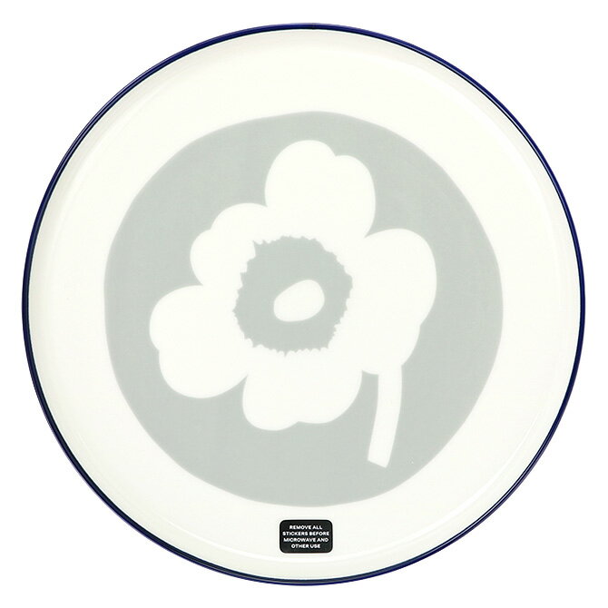 マリメッコ marimekko ウニッコ プレート 25cm （コバルト×ライトグレー×ホワイト） 073584 195 Oiva Unikko Plate 食器 トレイ 大きめ お皿 花柄 フラワー 北欧 プレゼント キッチン雑貨 ギフト対応 【送料無料(一部地域を除く)】のサムネイル