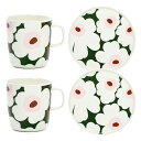 マリメッコ marimekko ウニッコ マグカップ&プレートセット (ホワイト×ダークグリーン×ライトピンク) 074015 163 Oiva Unikko ...