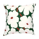マリメッコ marimekko ウニッコ クッションカバー 50x50cm (ダークグリーン×オフホワイト×ライトピンク) 074193 613 Unikko Cushion Cover 花柄 フラワー 緑 ファブリック インテリア おしゃれ かわいい 北欧 プレゼント ギフト対応 【送料無料(一部地域除く)】