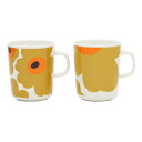 マリメッコ marimekko ウニッコ マグカップ 250ml 2個セット (ホワイト×キャラメル×ウォームオレンジ) 074952 182 Oiva Uni...