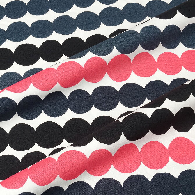 マリメッコ marimekko ファブリック 生地 ラシィマット （193 ブラック×ピンク） 10cm単位カット販売 063280 193 Cotton fabric Rasymatto HW ヘビーウェイトコットン マリメッコ生地 DIY 布 ドット 水玉 黒 手芸 北欧 おしゃれ かわいい