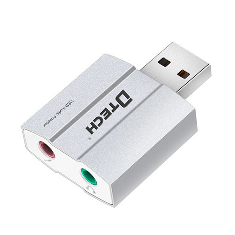 DTECH USB オーディオ 変換アダプタ 3.5mm (ヘッドホンマイク端子付き) USB2.0 ...