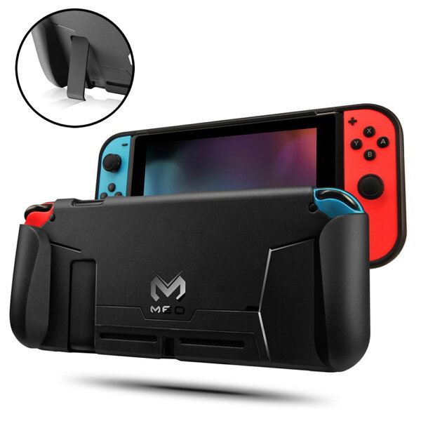 NintendoSwitch専用ハンドグリップ付き本体カバーケースTPU衝撃吸収保護傷防止柔らかい素材スイッチアクセサリー◇AL
