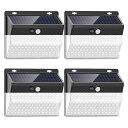 4個セット 206LED ソーラーライト ウォールライト 人感 センサーライト PIRモーションセンサー 夜間自動点灯 IP65防水 太陽光充電 屋外 壁 ◇A...