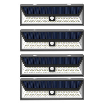 4個セット 90LED ソーラーライト ウォールライト 人感 センサーライト PIR 夜間自動点灯 IP44防水 太陽光充電 屋外 玄関灯 ◇ALW-JY1806-90-4SET
