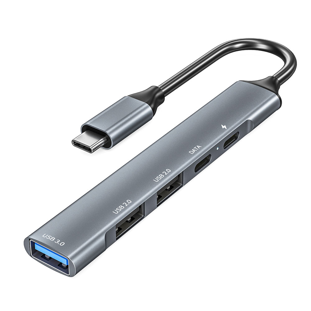 USB Type-C ハブ USB3.0×1、USB2.0×2、USB-C×1、PD充電×1 バスパワー パソコン スマートフォン ポート不足解消 スリム コンパクト シンプル ◇ALW-HUB-US210K【メール便】