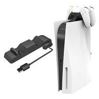 PS5 コントローラー 充電器 PS5本体上部で 2台同時充電 USB給電式 充電ドック 充電スタンド プレイステーション5 PlayStation5 DualSenseコントローラー対応 ◇ALW-HBP-300|ゲーム テレビゲーム コントローラ ギフト プレゼント 充電器機 充電 充電ケーブル 収納
