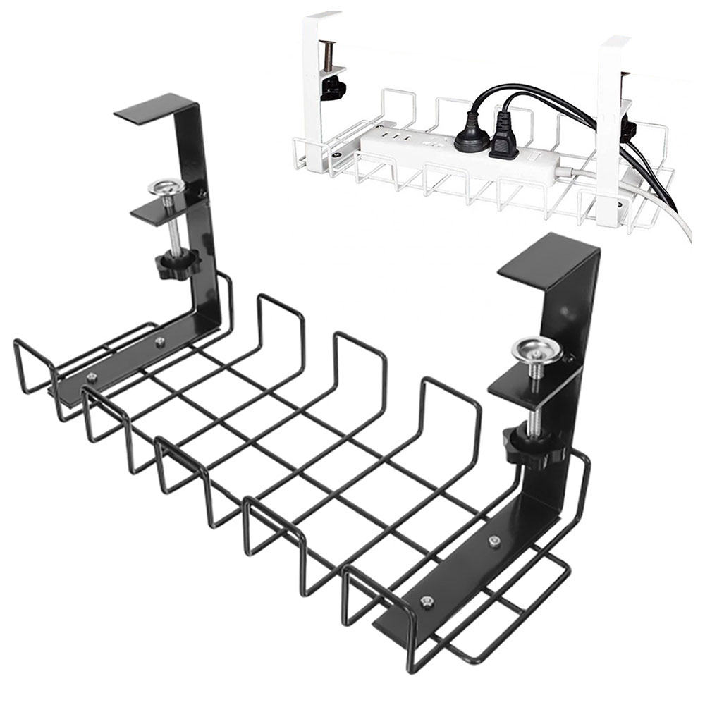 ケーブルトレー 幅40cm クランプ固定式 デスク下 収納 ワイヤー ケーブルホルダー 穴あけ不要 配線整理 机 隠し ケーブル トレイ コード 小物整理 調味料 収納 ◇ALW-NX89-40CM デスク周り ケーブル収納 デスク下 クランプ式 収納トレー ワイヤー収納 ワイヤー収納ラック