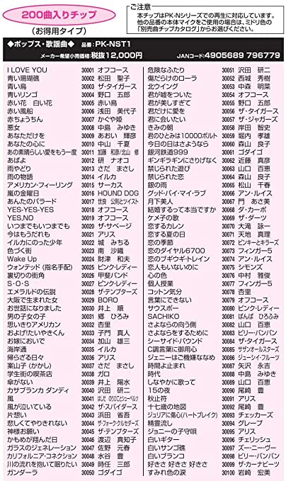 55 以上節約 家庭用パーソナルカラオケ オン ステージ 追加曲チップ Nst1 ポップス 歌謡曲 特選0曲入り お徳用タイプ 人気満点 Saogeraldodobaixio Cam Mg Gov Br