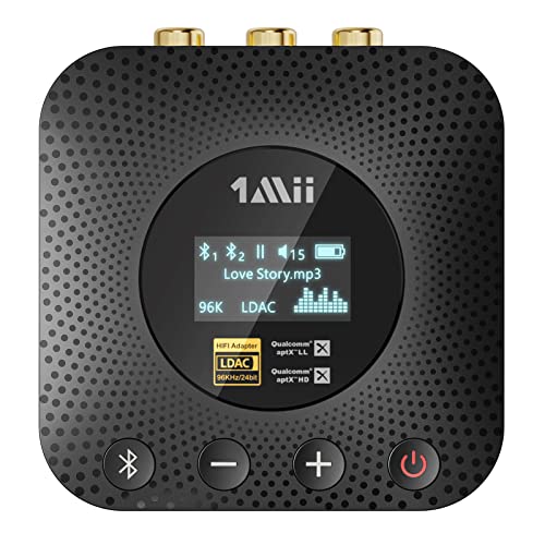 1Mii Bluetooth レシーバー LDAC APTX HD APTX LL 低遅延 AAC オーディオ 対応 ブルートゥース 受信機 3.5mm イヤホンジャック AUX RCA 光 同軸 出力 DAC Bluetooth 5.1 ess