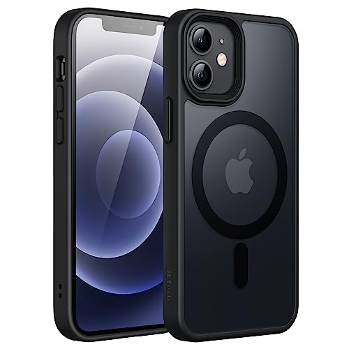 JEDirect iPhone 12 mini 5.4インチ用 マグネット ケース MagSafeに対応 半透明のマット背面 薄型 耐衝撃 カバー (ブラック)