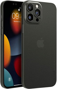 iPhone 13 Pro Max対応ケース 0.3mm 超薄型 memumi® 全面保護カバー 指紋防止 傷付き防止 6.7インチ 人気ケース カバー マットブラック(半透明)