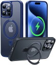 iPhone 15 Pro 用 ケース Magsafe対応 米軍MIL規格 耐衝撃 隠しスタンド 指紋防止 マット仕上げ 黄変防止 薄型 半透明 スマホケース ...