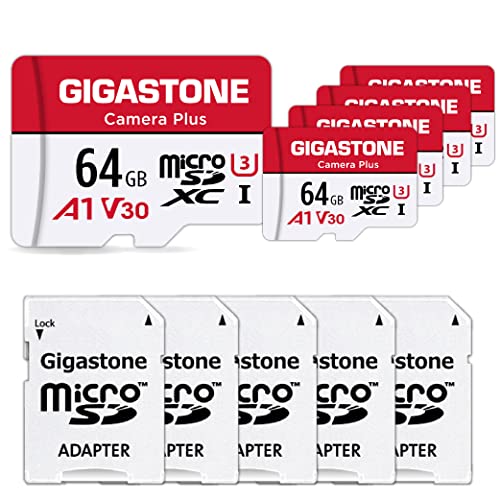 4K ^ Gigastone }CNsdJ[h 64GB 5Zbg, 4K UHD^, MicroSD 64GB 5-Pack, 5 SDA_v^t 5 ~j[P[Xt, UHS-I MicroSDXC U1 C10 95MB/S 