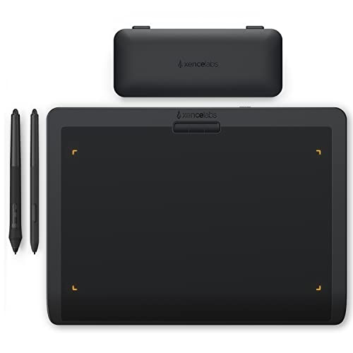 XENCELABS ペンタブレット 12インチ Medium スタンダード 板タブ 2種類のサイズのペン付き 描画面のアスペクト比16:9 8192筆圧レベル ±60°傾きの検知 薄型8mm 描画用板タブレット PC Mac Linux対応 カーボンブラック