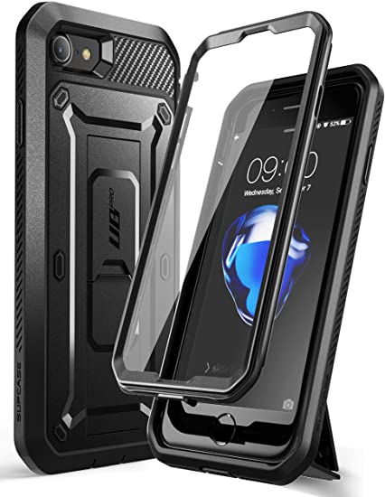 SUPCASE iPhone SE3(第3世代) 2022 SE(第2世代) /iPhone8 /iPhone7 ケース 対応 液晶保護フィルム と腰かけクリップ付き 米国軍事規格取得 耐衝撃 防塵 二重保護 UBProシリーズ バンパー (ブラック)