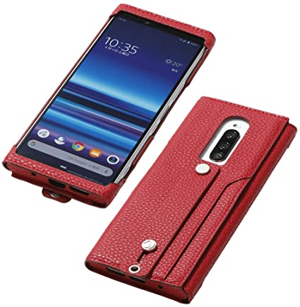 Deff（ディーフ） Xperia 1 PU レザーケース SO-03L SOV40 Made for Xperia取得 Xperia 1 サイドセンス対応 ハンドストラップ カード入れ ポケット付き (レッド)