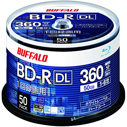 バッファロー ブルーレイディスク BD-R DL 1回録画用 50GB 50枚 スピンドル 片面2層 1-6倍速 ホワイトレーベル RO-BR50V-050PW/N