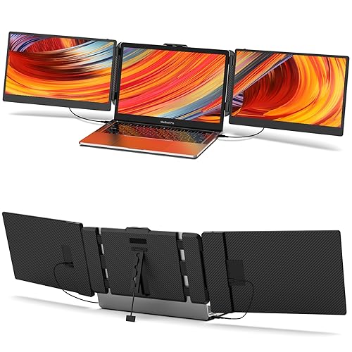 トリプルポータブルモニター 2画面 14インチ モバイルモニター ノートパソコン用 薄型デザイン 1080P 3..
