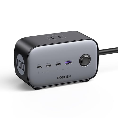 UGREEN DigiNest Pro 100W PD 充電器 7-in-1 USB-C電源タップ 1.8m AC1250W GaNIII採用 USB-C×3 USB-A×1 AC差込口×3 独自冷却技術 一括スイッチ付き マルチ保護システム PSE技適合 MacBook/iPhone/Galaxy/Androidなどに対応 OA機器/常時家電 卓上USB家電対応 CD270