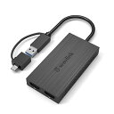 WAVLINK USB 3.0A/type-C-デュアル HDMI アダプター 4K出力 ミニドッキングステーション/最 大4K 3840x2160 @ 30Hz ディスプレイ出力/1x4K対応 HDMI出力ポート/1x2K対応 HDMI出力ポート1xUSB 3.0ポート搭載、Windows 7/8/8.1 /10、Mac OS 10/10以降、Chromeに対応