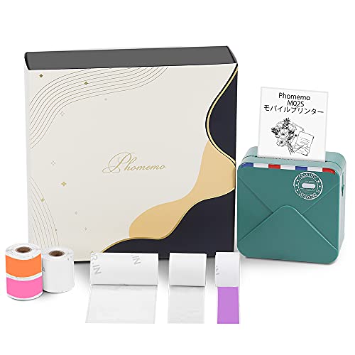Phomemo M02S スマホ対応 モバイルプリンター 6ロールシール付き セット 300DPI ポータブル型 ミニプリンター サーマルプリンター フォトプリ...