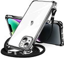 iPhone 14 用 ケース クリア ショルダー スマホケース アイフォン14 カバー 肩掛け 斜めかけ 縄掛けケース 透明 薄型 軽量 耐衝撃 TPU ストラップ付き 斜めがけ ネックストラップ ショルダー 縦/横 2WAY 長さ調整可能 取り外し可能 ワイヤレス充電対応 (ブラック)(2)