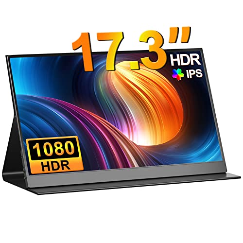 モバイルモニター 17.3インチ FHD 1920x1080 スマートフォン直連 IPS液晶パネル 非光沢 IVV 薄型 軽量 16:9 IPSパネル Type-C MINI HDMI接続 スピーカー内蔵 スタンドカバー ブルーライト 在宅勤務 金属製 PS4/PS5/XBOX/Switch/PC/Mac など対応 日本語取扱説明書付き