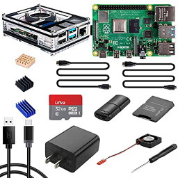 Raspberry Pi 4 8GB技適マーク付き / 32GBのMicroSDカード/ 5V 3A USB-Type-C 電源アダプター/2つのMicroHDMI-to-HDMIケーブルライン/1つ9層ケース/冷却ファン/三つヒートシンク/ドライバー