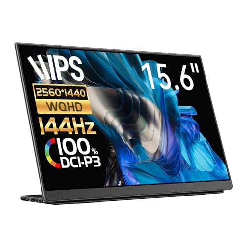 モバイルモニター 15.6インチ 2K 144Hz EHOMEWEI ゲーミングモニター 1ms 2560x1440 非光沢 DCI-P3 デジタルシネマ規格 FreeSync IPS液晶 軽量 薄型 スピーカー内蔵 iPhone/PS4/PS5/XBOX