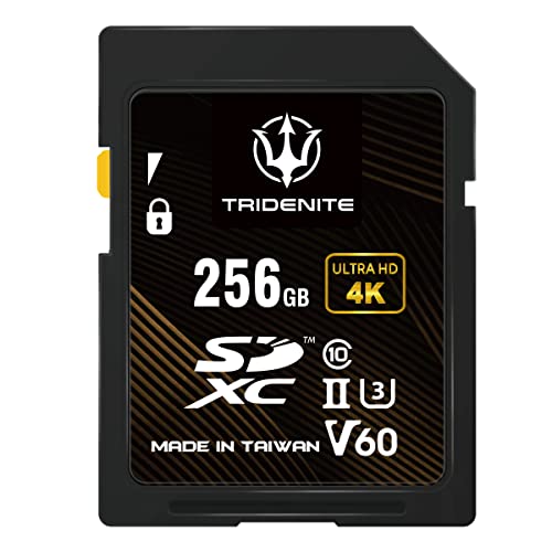 TRIDENITE 256GB SDJ[h ǎő 245MB/s, UHS-II U3 V60 4K UHD, PROFESSIONAL GRADE SDXC [J[h {Ki