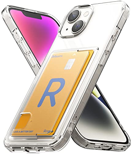 Ringke iPhone14ケース 6.1インチ カード収納ケース 背面カード1枚収納付 ストラップホール付き 厚さ2.2mm TPU ポリカーボネートハイブリッド 米軍MIL規格取得 アイフォン14 - Fusion Card (クリア