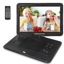 Jekero ポータブルDVDプレーヤー 16.9型 液晶14.1インチ超大画面 270度回転 5時間連続再生 高音量内蔵ダブルスピーカ 免震機能TV同期/CPRM/USB/SDカード対応 カーチャージャー リモコン 日本語説明書 黒