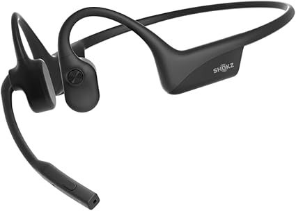 骨伝導イヤホン Shokz ショックス OpenComm 2 ビジネスワイヤレス bluetooth5.1 オープンイヤーヘッドホン 耳を塞がない 自動ペアリングヘッドフォン マイク付き 技適認証済み ノイズキャンセリングマイク クリアな通話