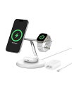 Belkin Qi2 3-in-1 ワイヤレス充電スタンド Qi2公式認証/ MagSafe対応 iPhone 15/14/13/12/Qi2対応 スマートフォン(最大15W高速充電) AirPods/ワイヤレス充電対応イヤホン(5W充電) Apple Watch