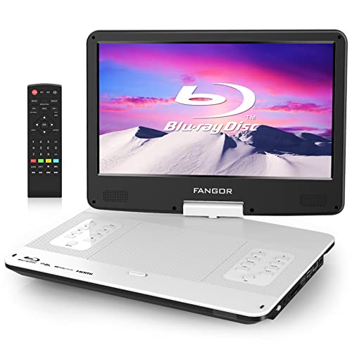 FANGOR ポータブルブルーレイプレーヤー 14.1インチ HDMI出力 270度回転式画面 充電バッテリー搭載 CPRM対応 途中再生 3電源対応 3時間連続再生 日本語取扱説明書 ホワイト