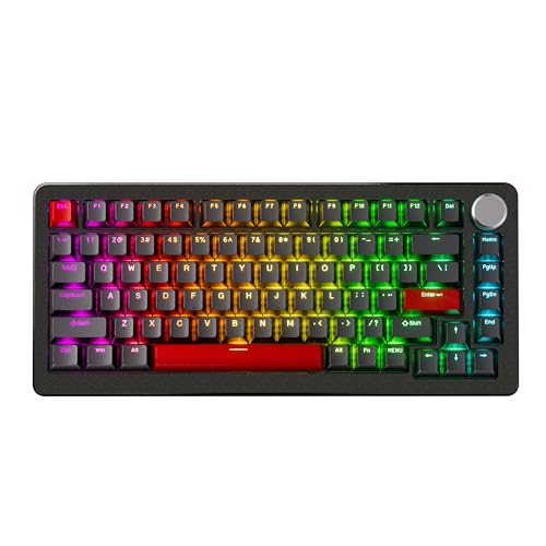 磁気スイッチキーボード ラピッドトリガー メカニカル ゲーミングキーボード 調節可能なアクチュエーションホールスイッチ PBT キーキャップ RGB コンパクト TKL 82キー USB有線 ノブ付き DrunkDeer A75 Pro 磁気スイッチキーボード ラピッドトリガー メカニカル ゲーミングキーボード 調節可能なアクチュエーションホールスイッチ PBT キーキャップ RGB コンパクト TKL 82キー USB有線 ノブ付き DrunkDeer A75 Pro